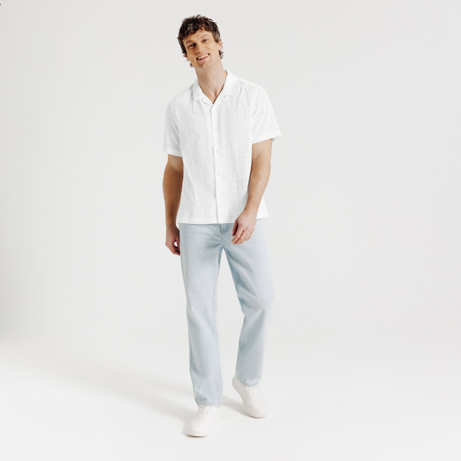 Chemisette regular en coton broderie anglaise