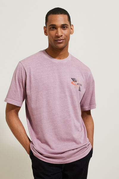 Katoenen T-shirt met ronde hals en print op de bor