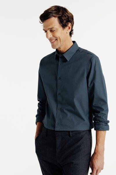 Chemise slim unie coton repassage facile