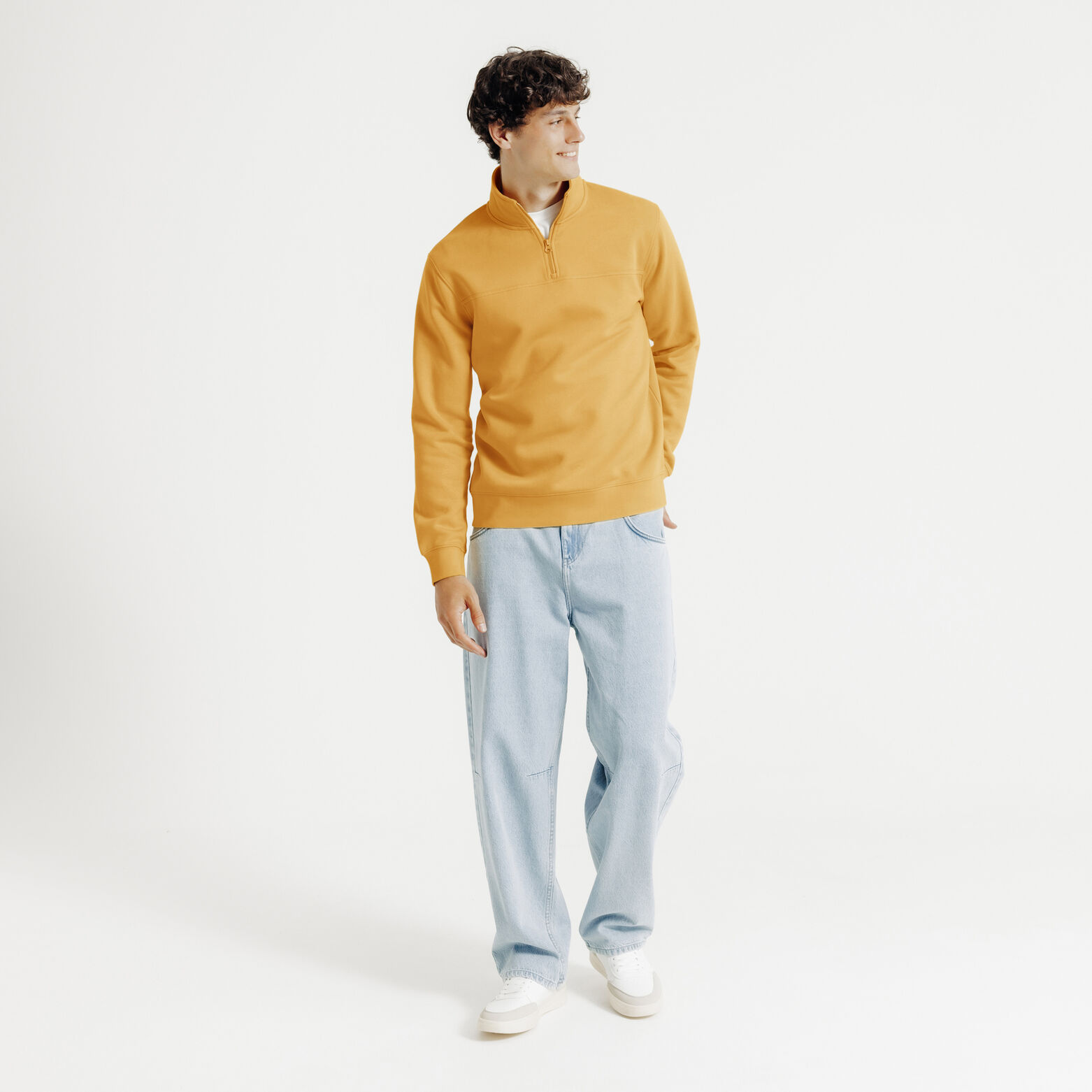 Sweat col montant zipp&eacute; uni