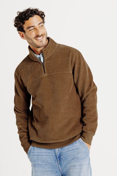 Sweat col montant zipp&eacute; velours