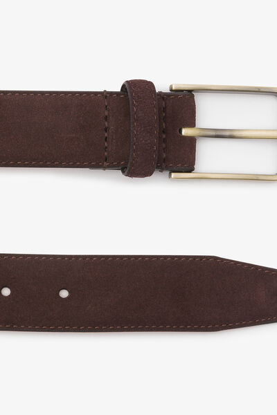 Ceinture en cuir su&egrave;de &agrave; boucle