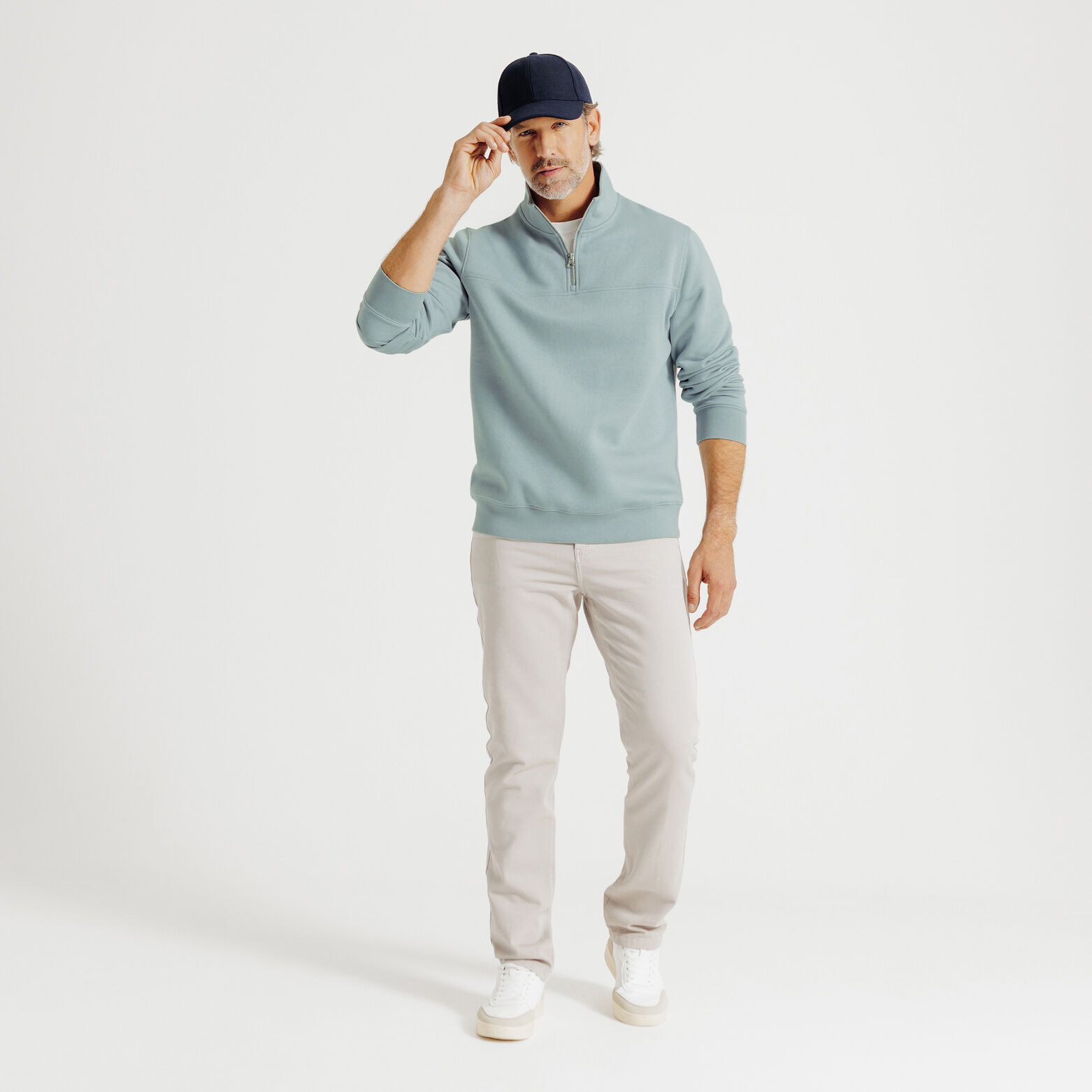 Sweat col montant zipp&eacute; uni