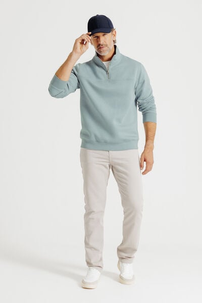 Sweat col montant zipp&eacute; uni