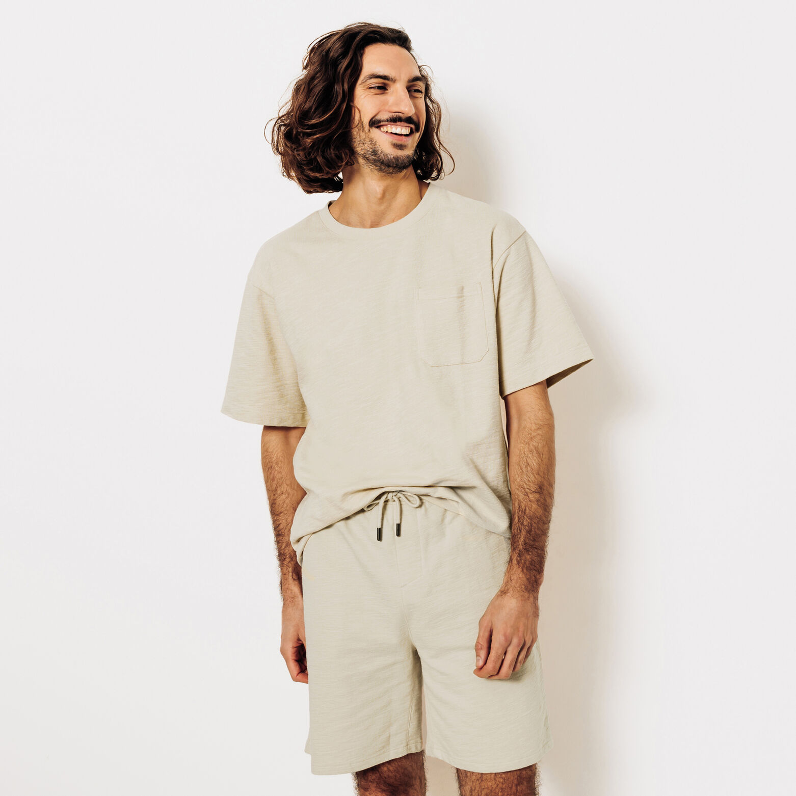 T-shirt in badstof met ronde hals