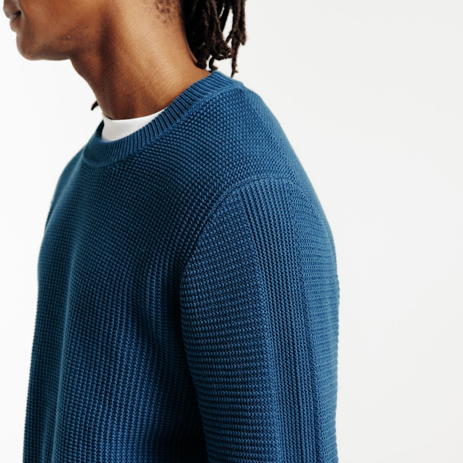 Pull col rond jeux de points fantaisie