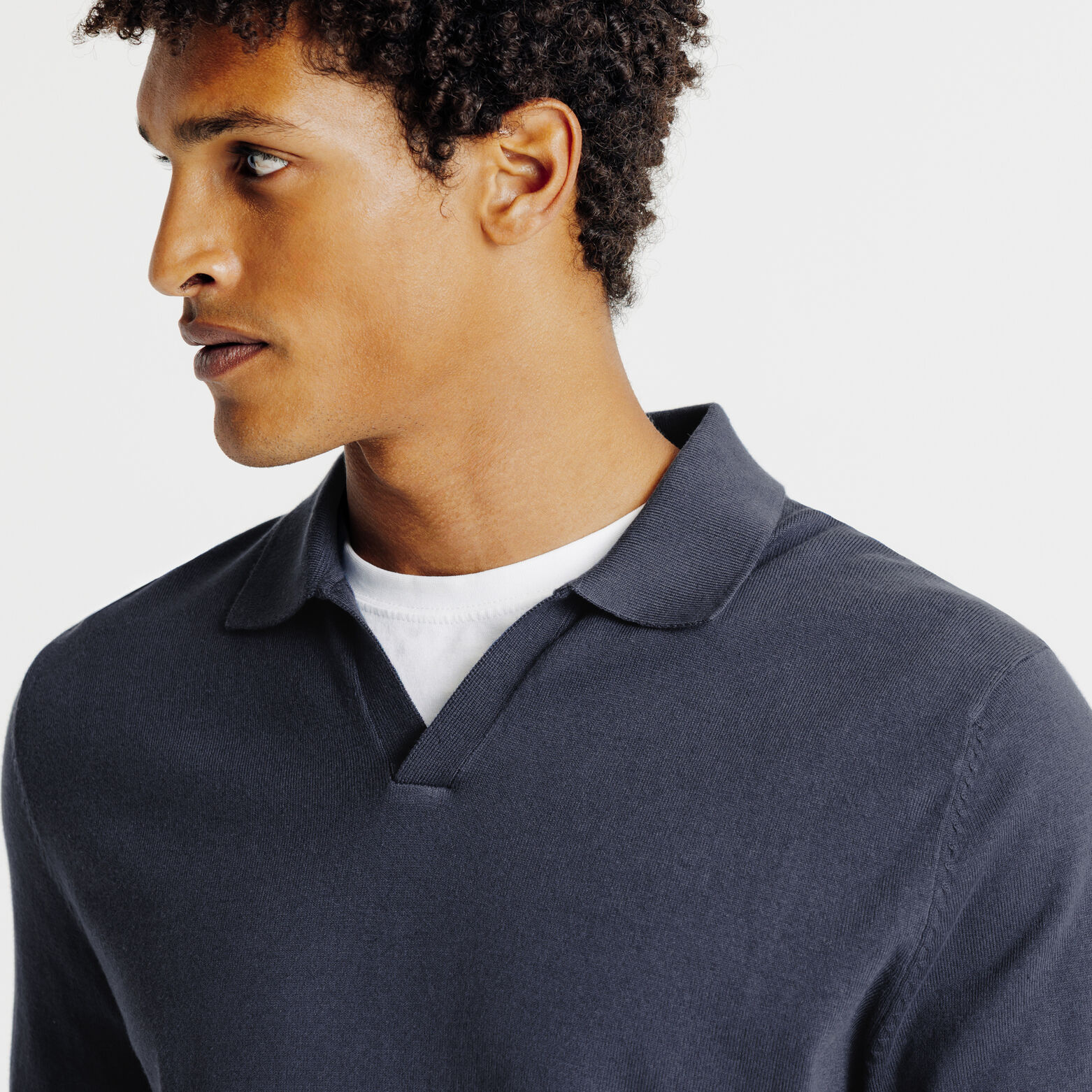 Polo en maille manches longues col resort