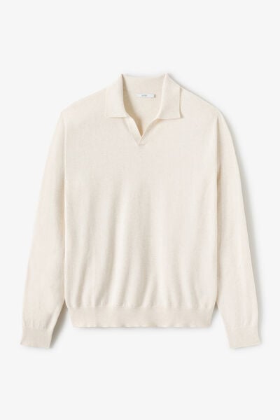 Polo en maille manches longues col resort