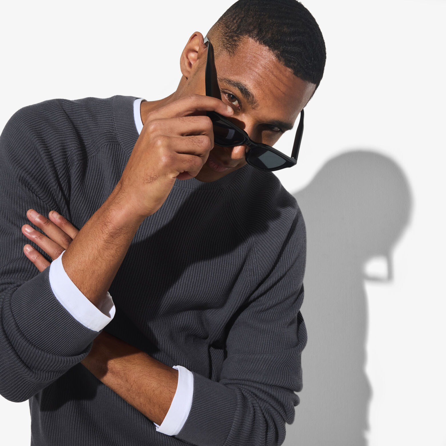 Trui met ronde hals in ribstof