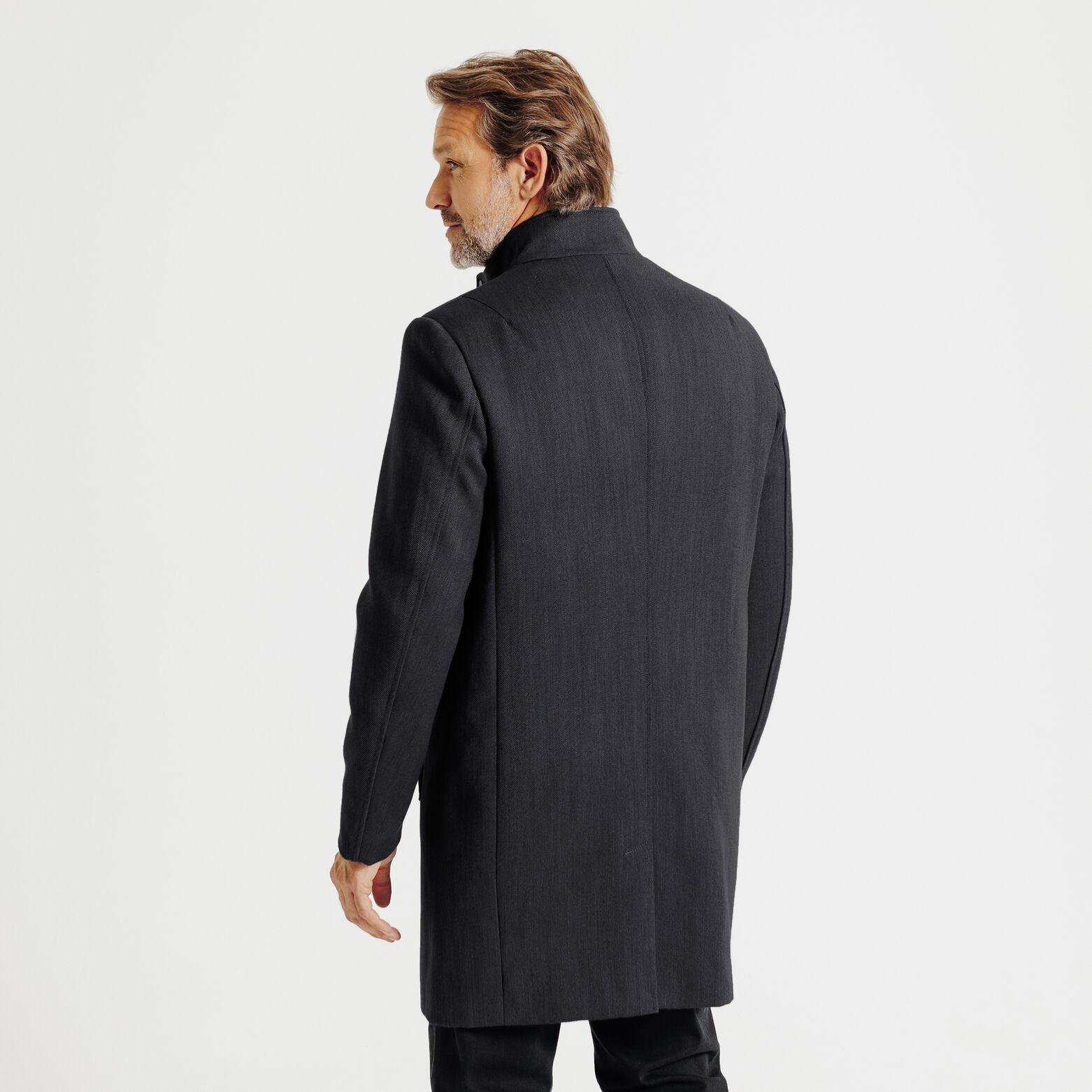 Lange wintermantel met opstaande kraag