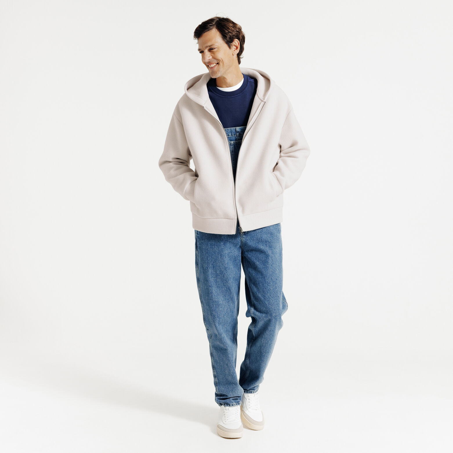 Sweater met kap en dubbele rits