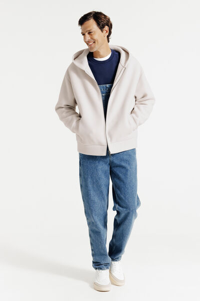 Sweater met kap en dubbele rits