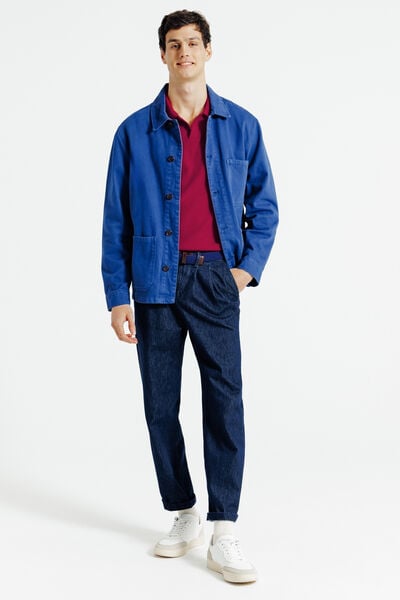 Polo manches courtes textur&eacute; col resort