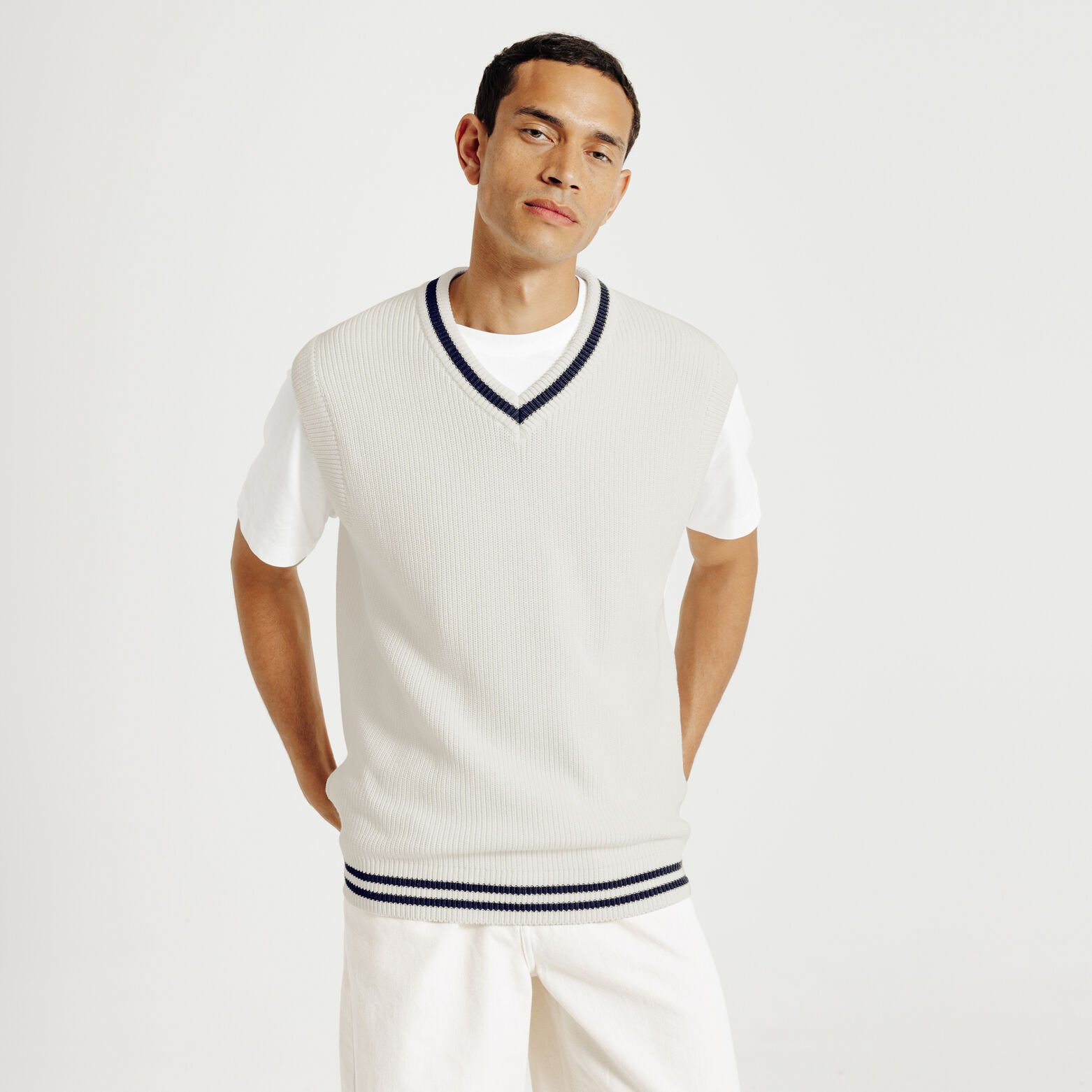 Trui met V-hals zonder mouwen