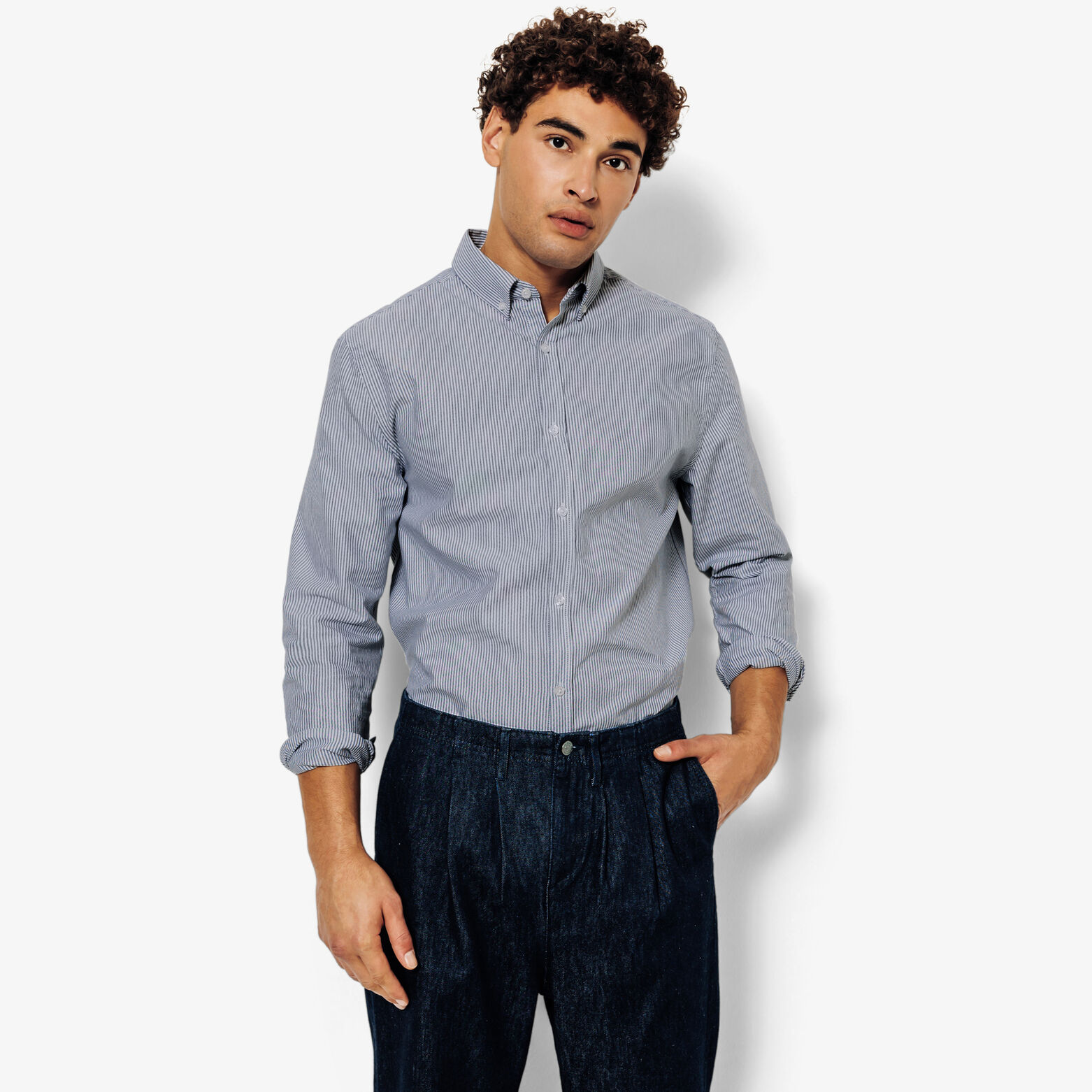 Chemise oxford en coton ray&eacute;e