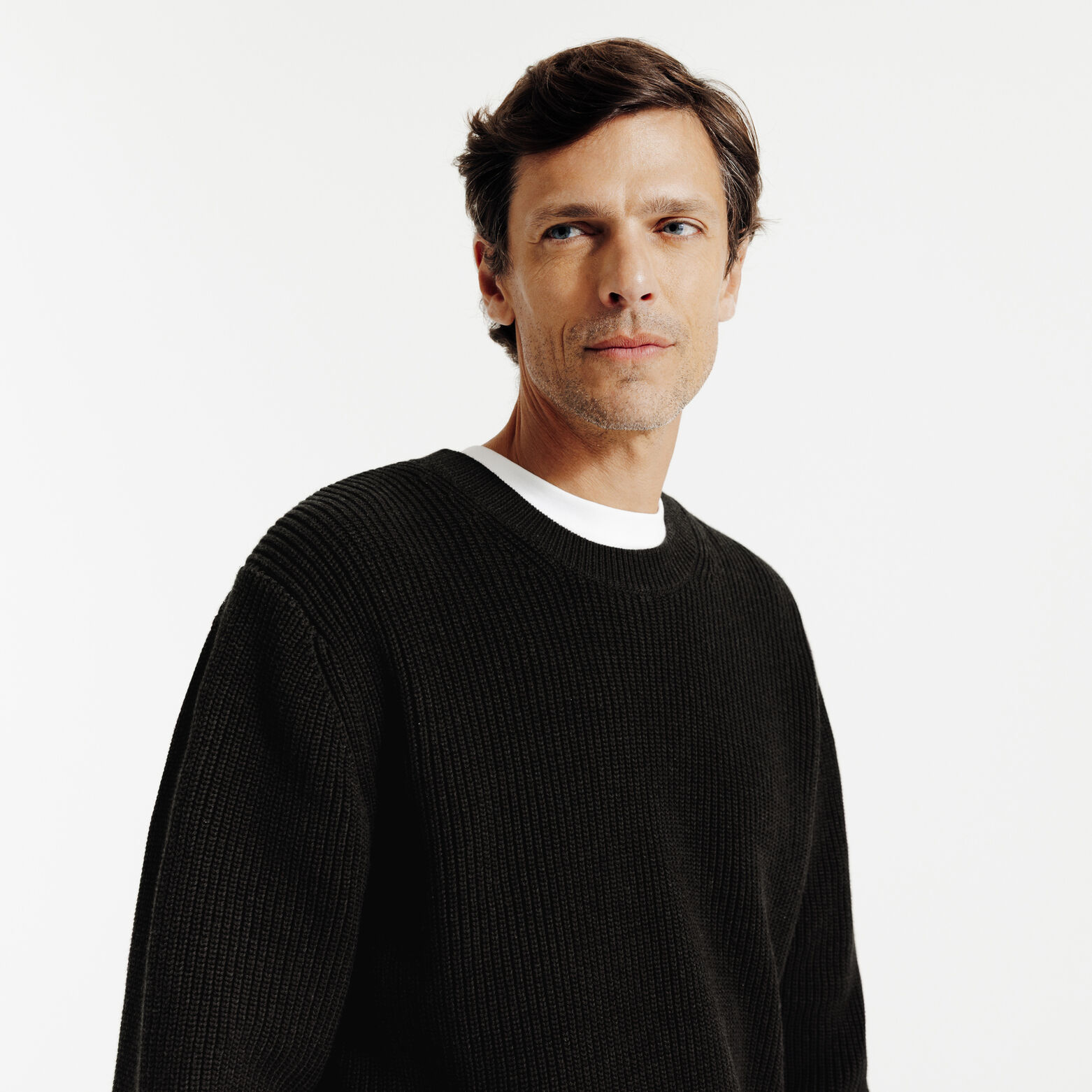 Trui ronde hals in ribstof