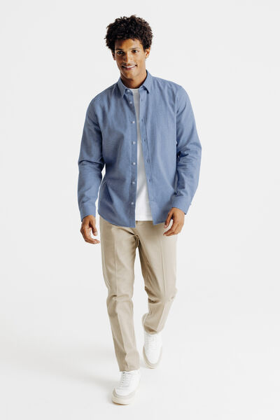 Chemise unie en coton flanelle