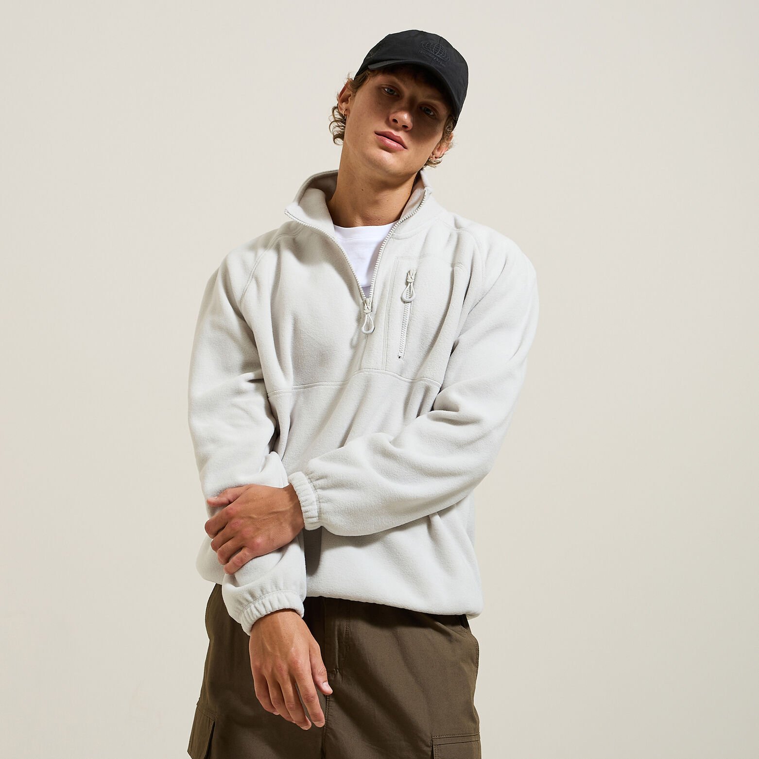 Fleecesweater met opstaande ritskraag