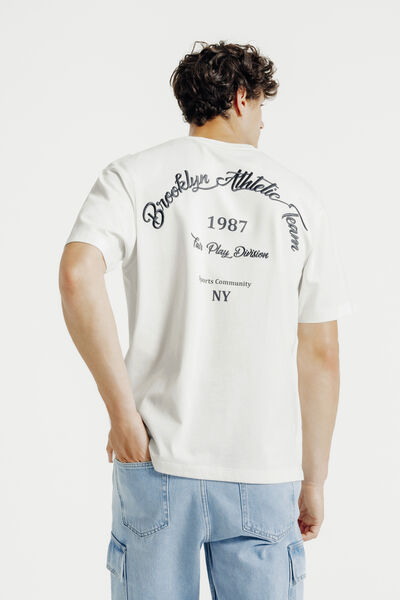 Tee shirt en coton imprim&eacute; et brod&eacute; devant dos