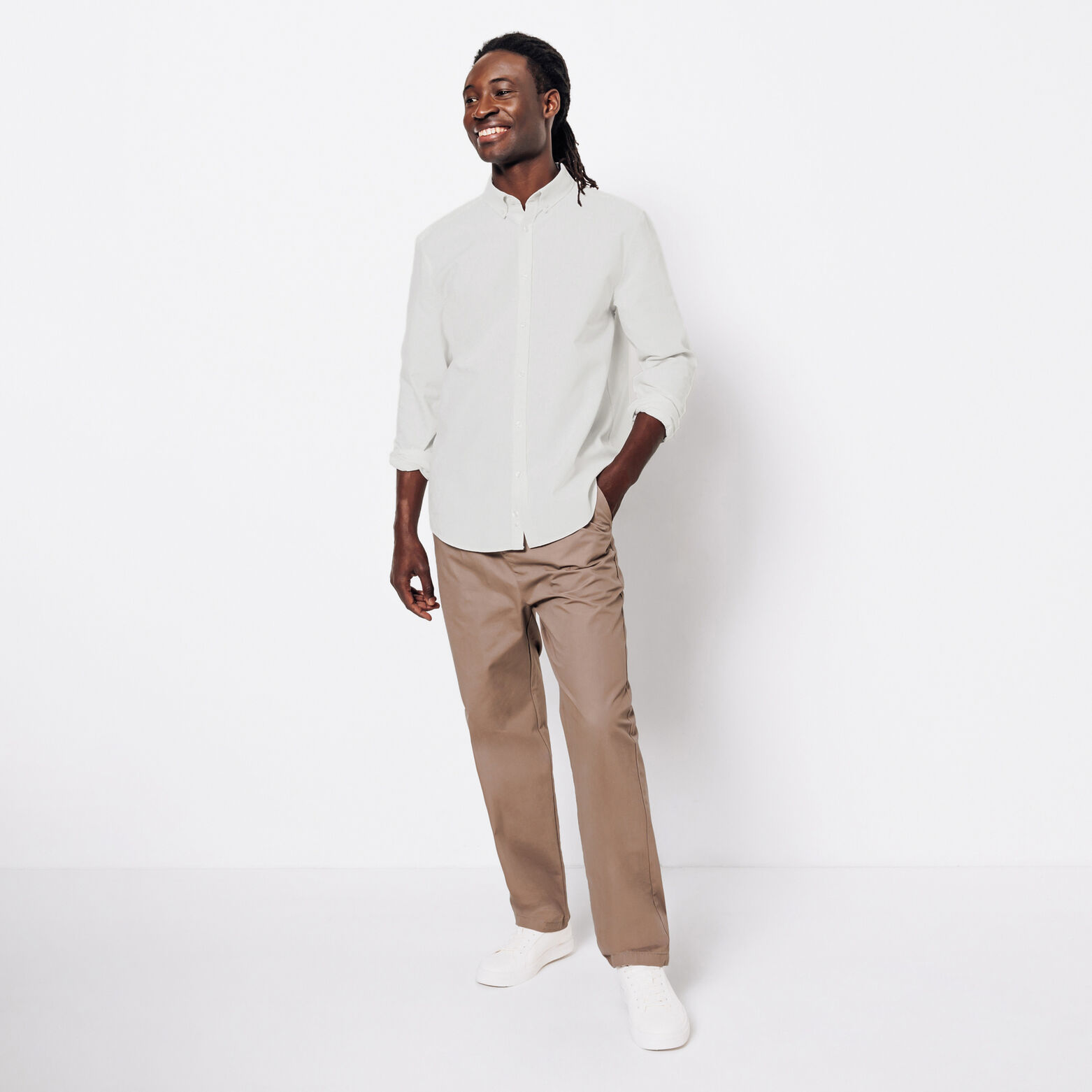 Chemise oxford en coton ray&eacute;e