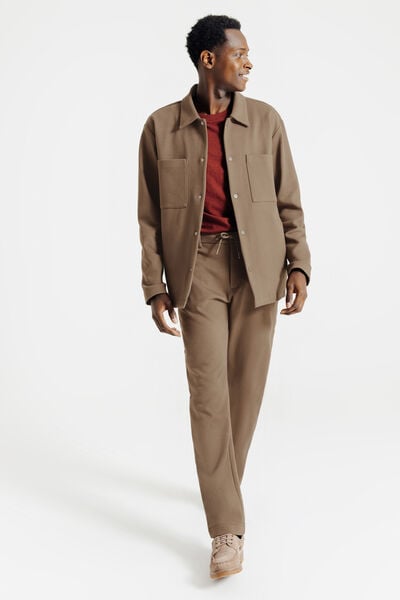 Ensemble surchemise et pantalon chino en maille - Marron