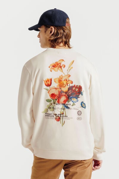 Sweat col rond imprim&eacute; fleurs