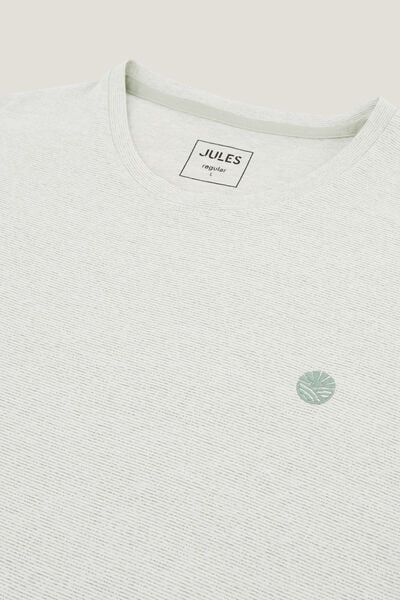 T-shirt met microstrepen en borduursel op de borst