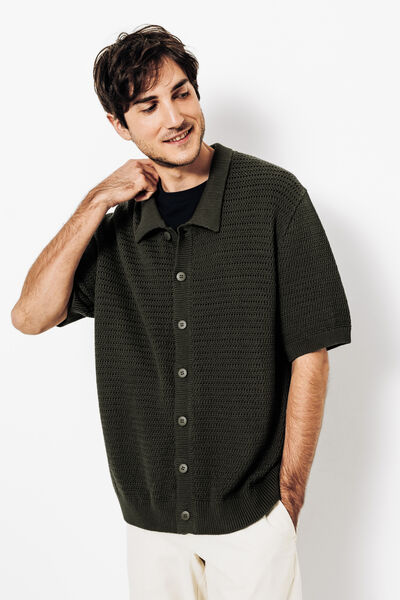 Chemise en maille jeux de points ouverts