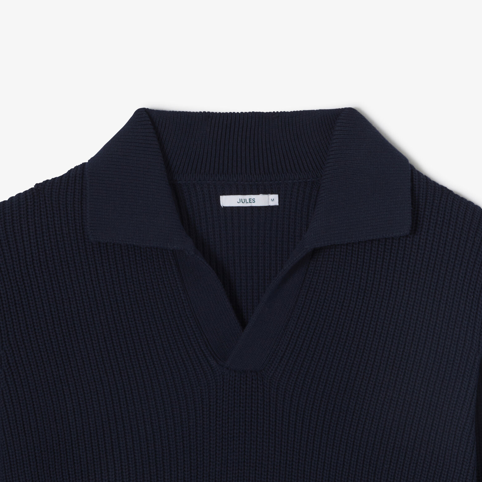 Polo en maille col resort manches longues