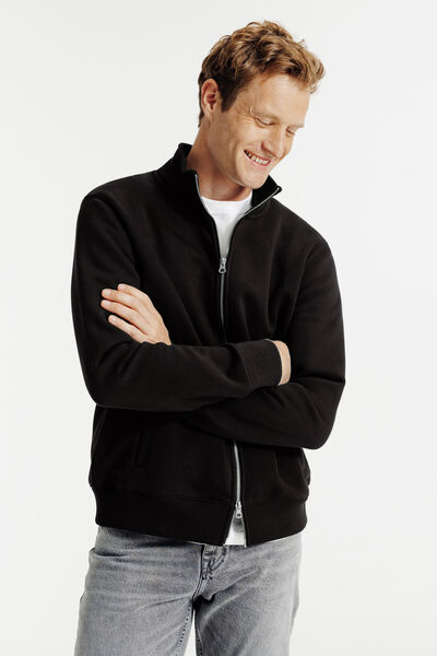 Sweat veste zipp&eacute;e col montant uni heavy weight