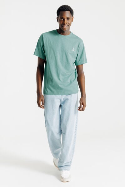 Tee shirt mati&egrave;re flamm&eacute;e broderie poitrine