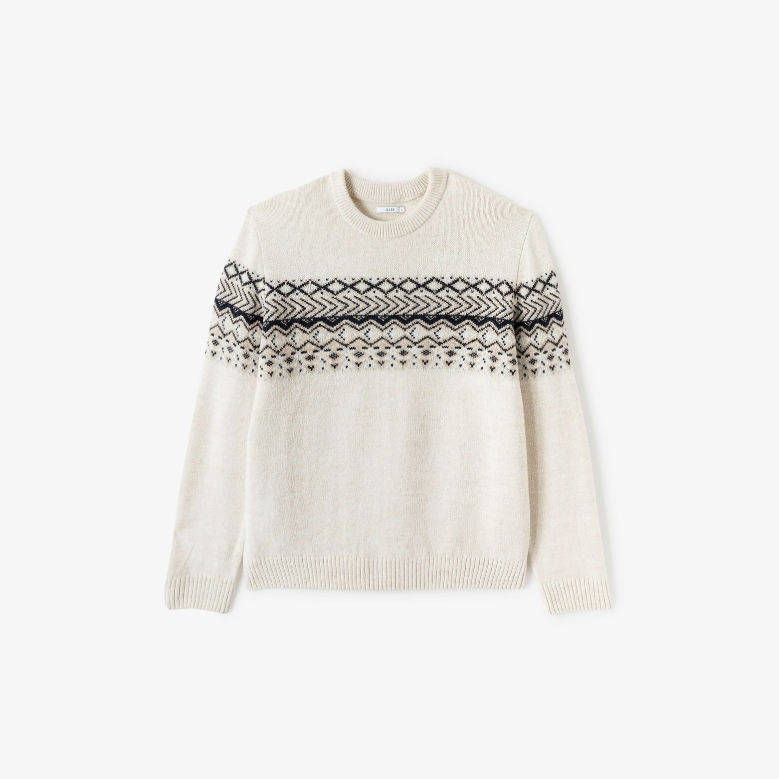 Pull col rond jacquard norv&eacute;gien