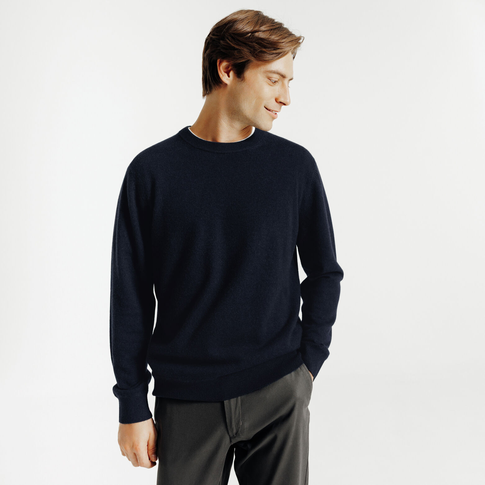 Pull col rond m&eacute;rinos cachemire