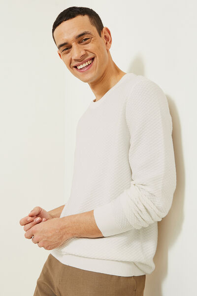 Gem&ecirc;leerde fantasie trui met ronde hals