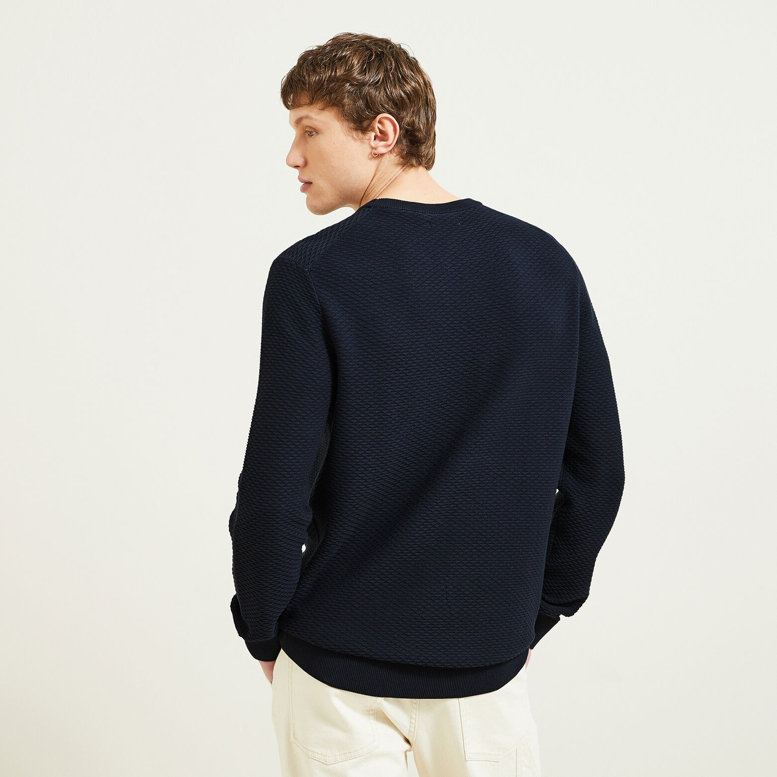 Gem&ecirc;leerde fantasie trui met ronde hals