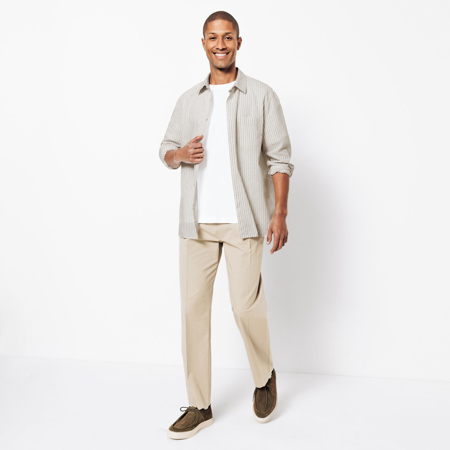 Chemise en coton lin ray&eacute;e