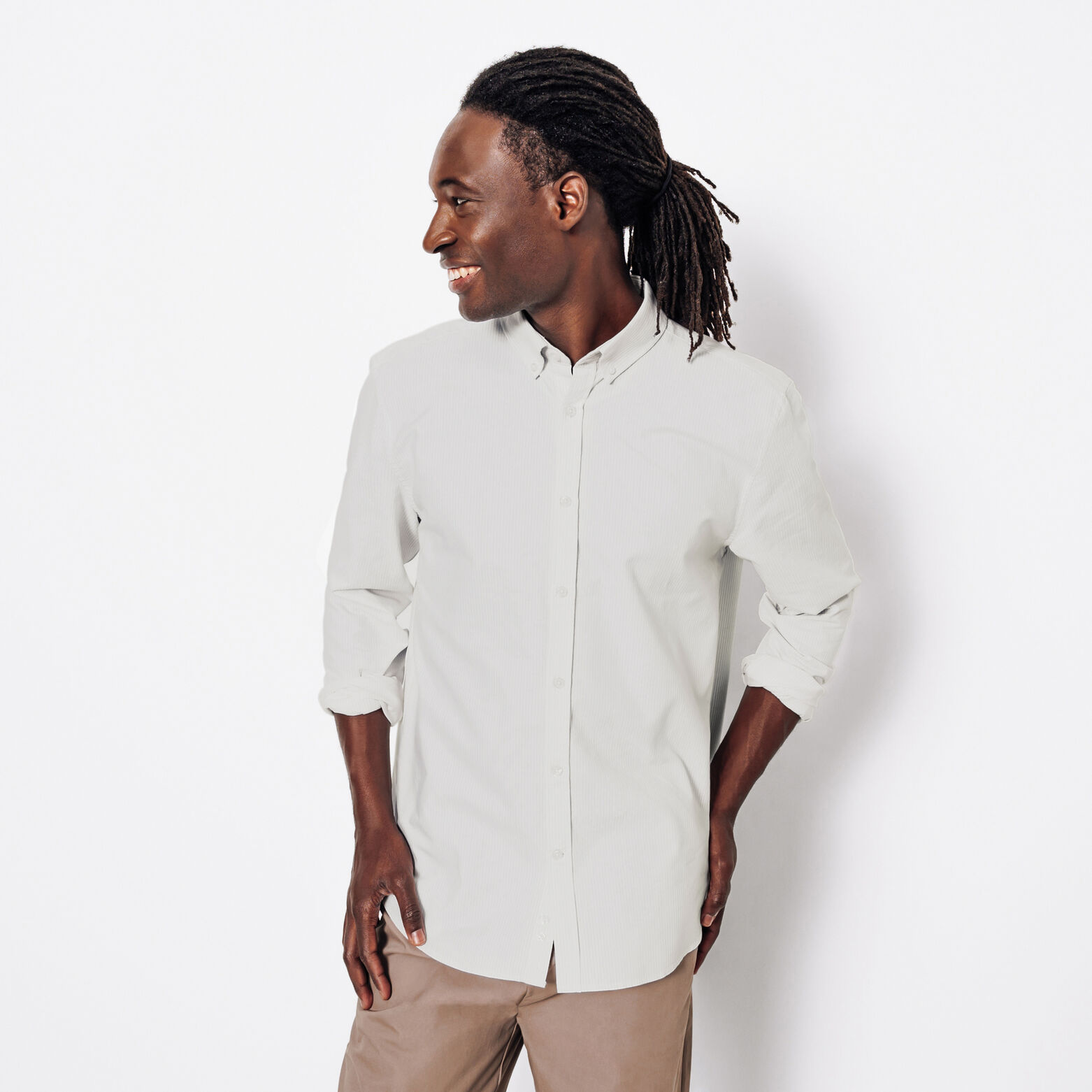 Chemise oxford en coton ray&eacute;e