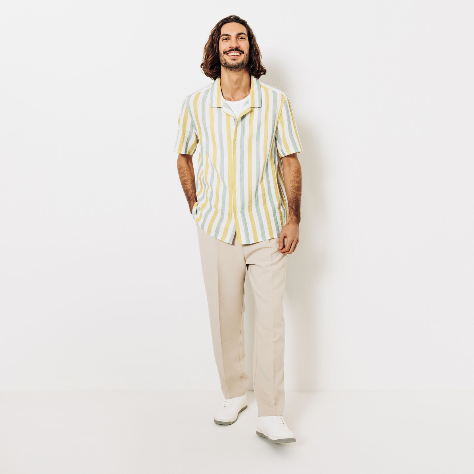 Chemisette en gaze de coton ray&eacute;e