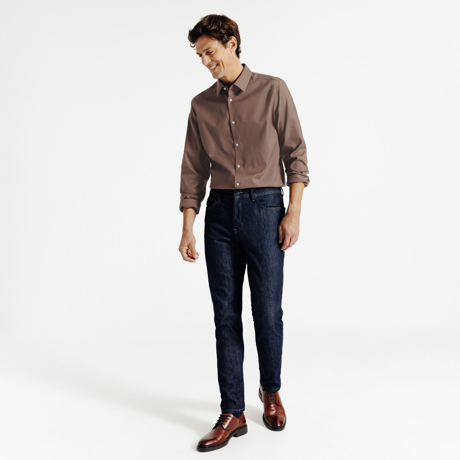 Strijkvrij regular fit hemd in katoen