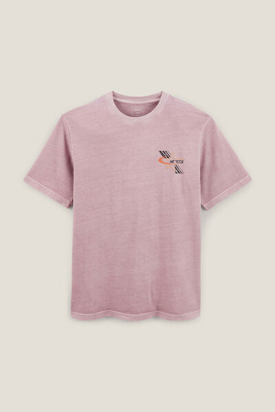 Katoenen T-shirt met ronde hals en print op de bor