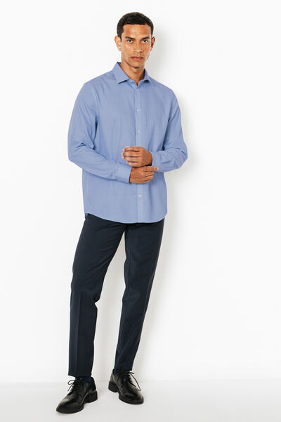 Chemise sans repassage en coton ray&eacute;e regular