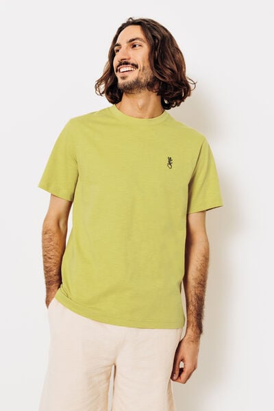 Tee shirt mati&egrave;re flamm&eacute;e broderie poitrine