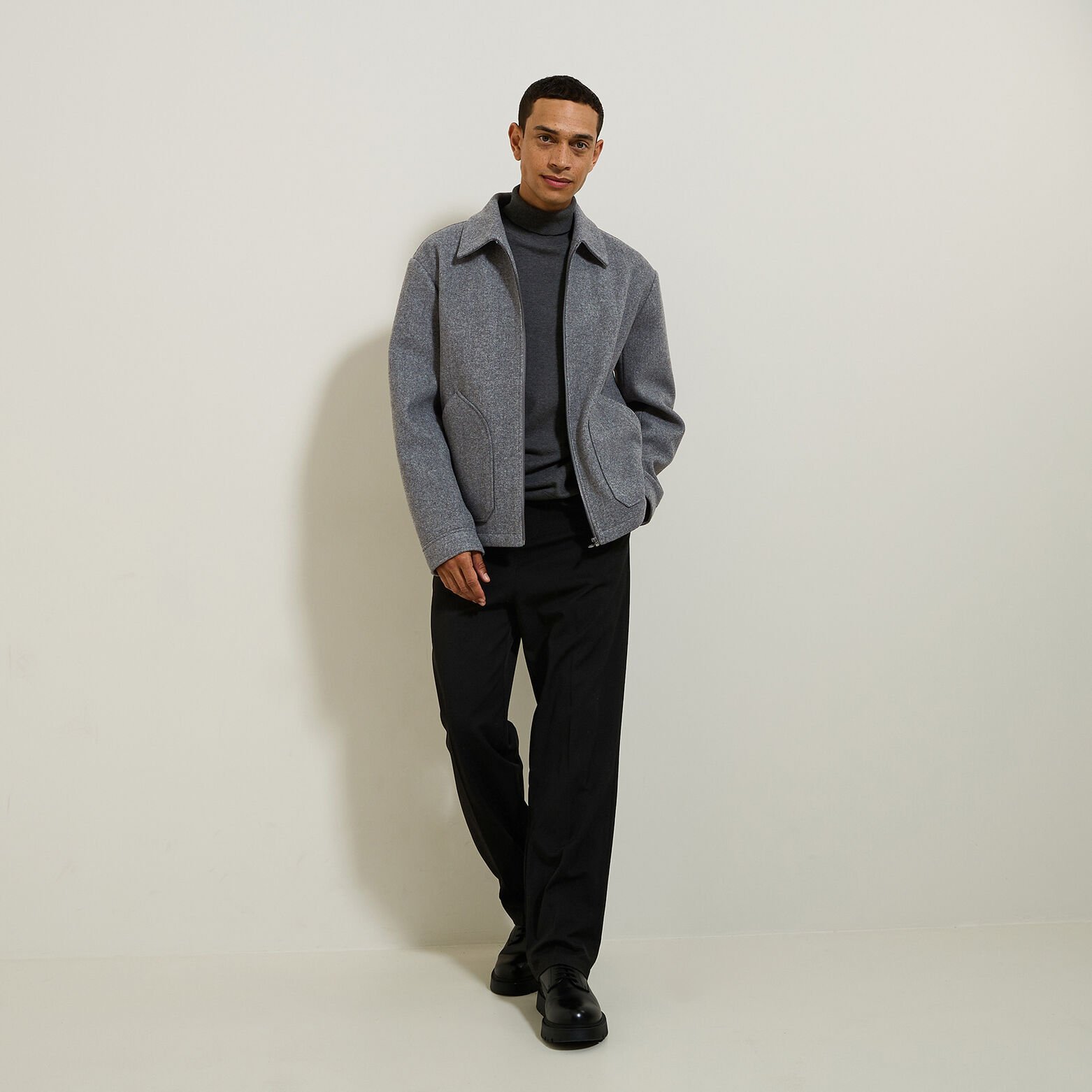 Blouson col chemise zipp&eacute;e