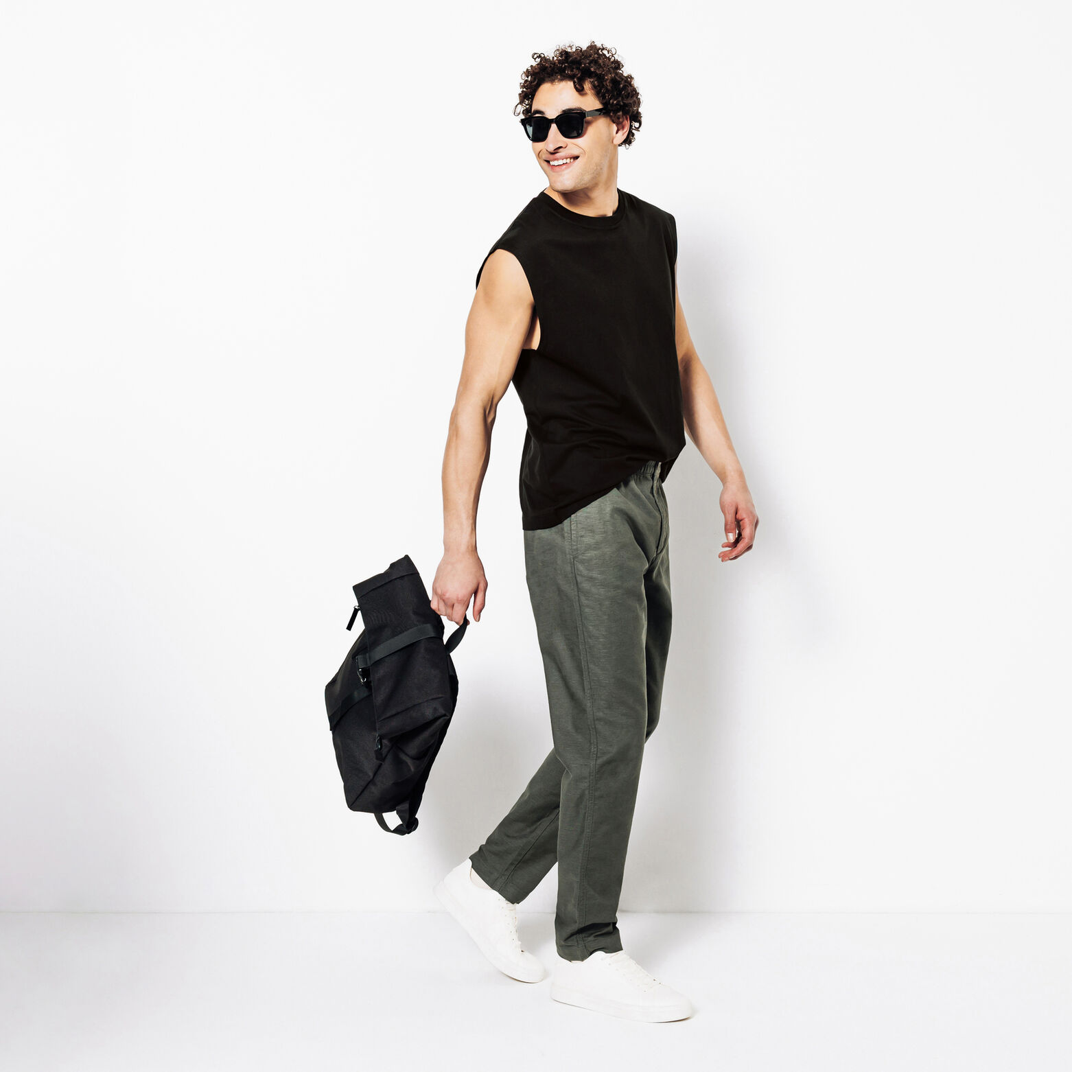 Effen mouwloos hemdje met ronde hals in katoen