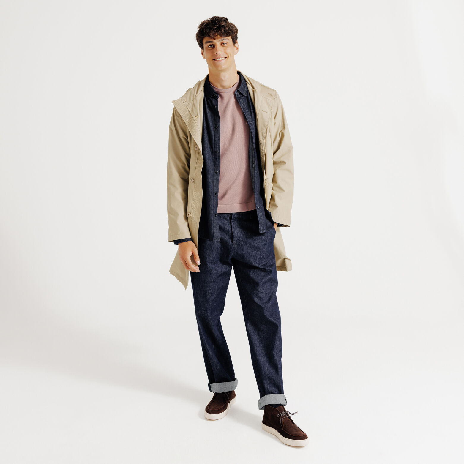 Regular fit hemd in denim katoen