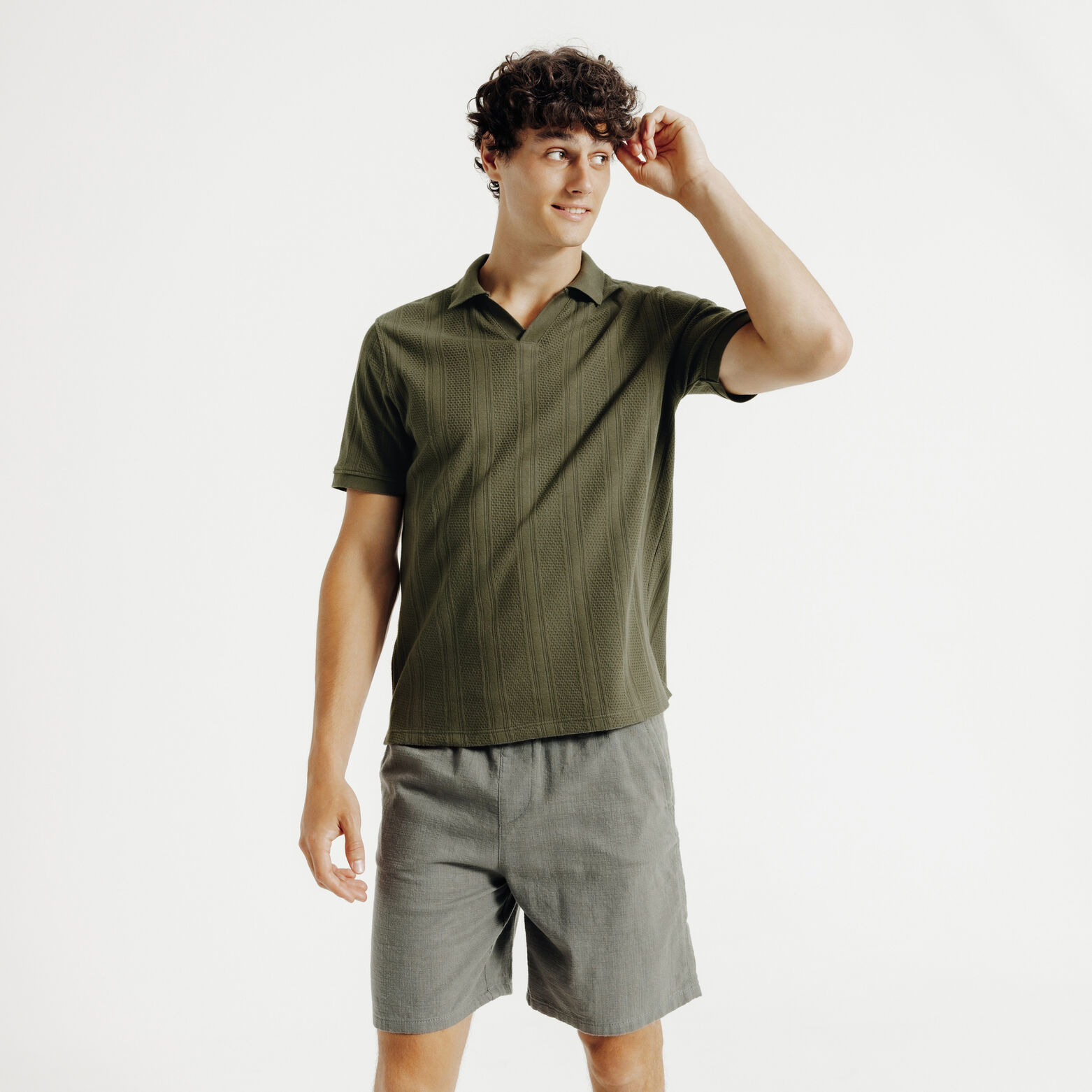 Polo manches courtes col resort &agrave; lignes