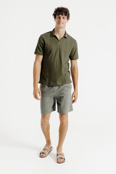 Polo manches courtes col resort &agrave; lignes