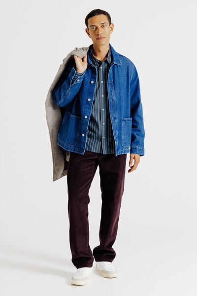 Chemise boxy en coton ray&eacute;e