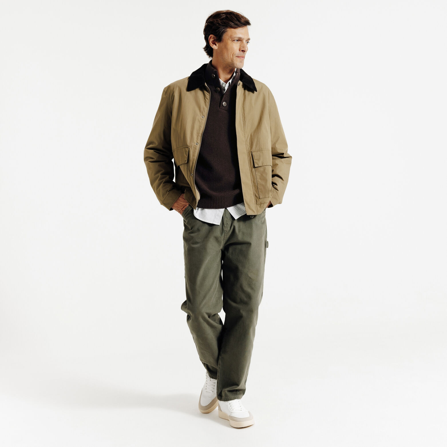 Pull col montant boutonn&eacute; lambswool