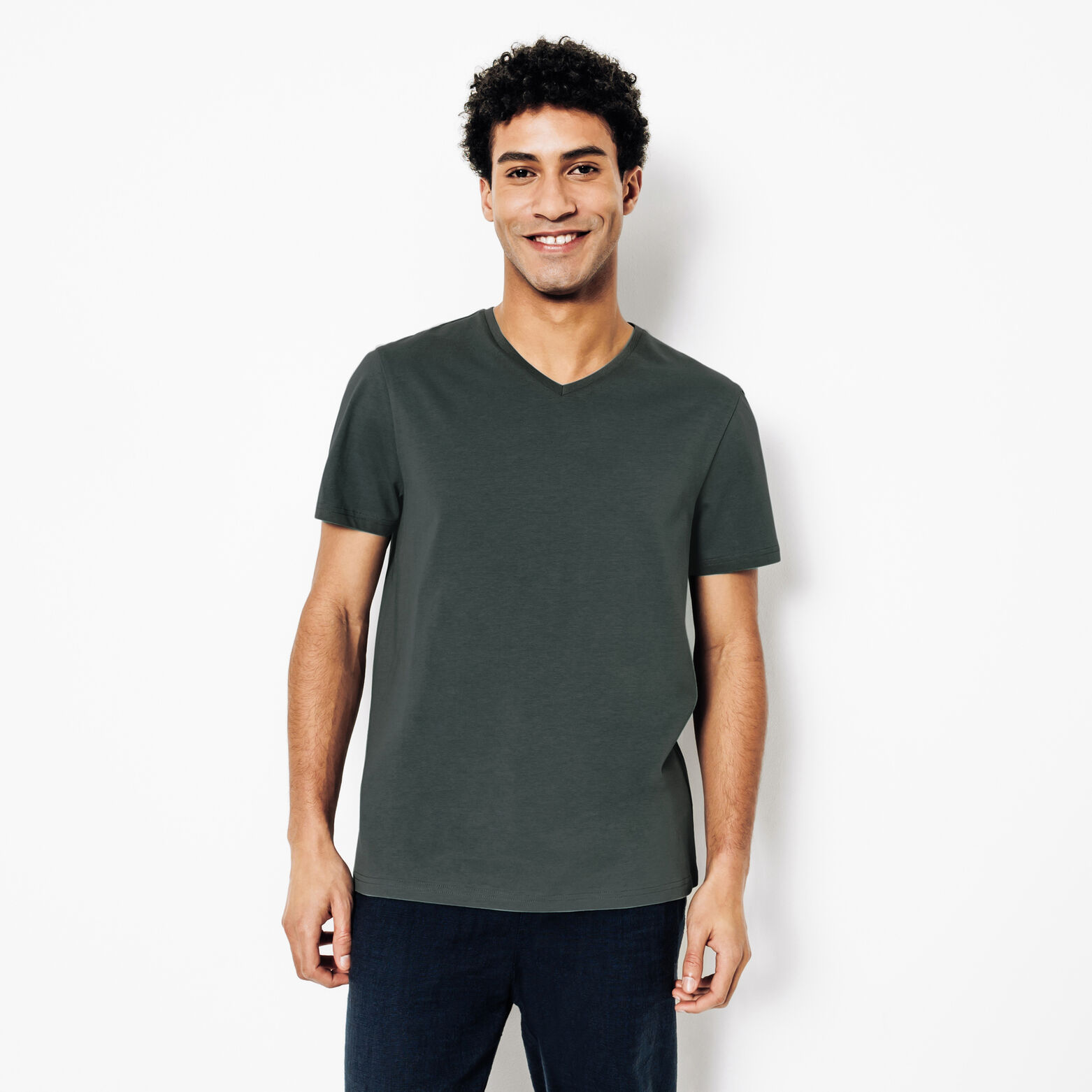 Tee shirt col V en coton